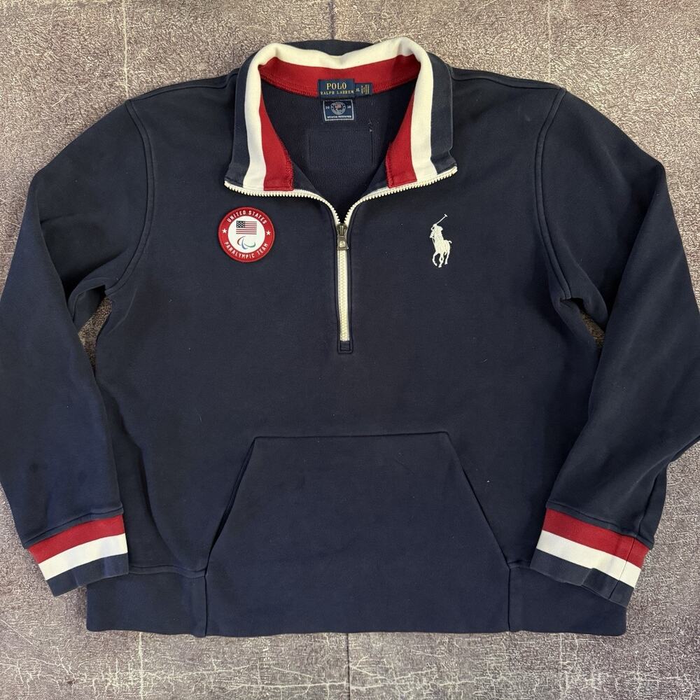 Womens Polo Ralph Lauren Team USA 2018 Olympic 1/4 Zip Pullover Sweatshirt Sz XL